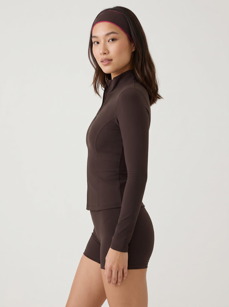 Conjunto Active Zip Up Marrón